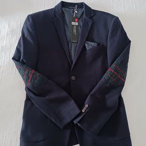 Nwt exibit blazer jacket navy elbow patches size 46 it